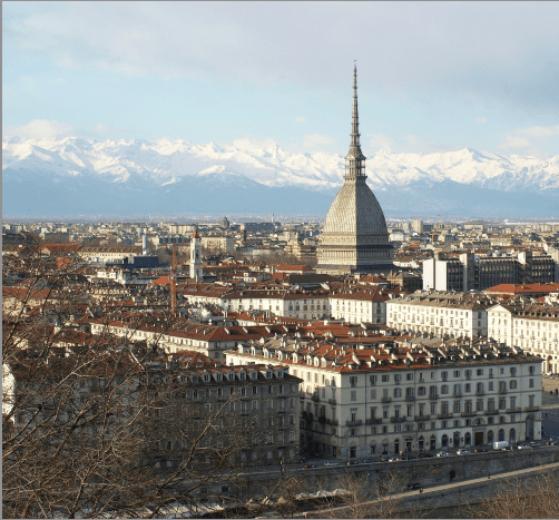 Gorgeous panorama of Turin in Italy